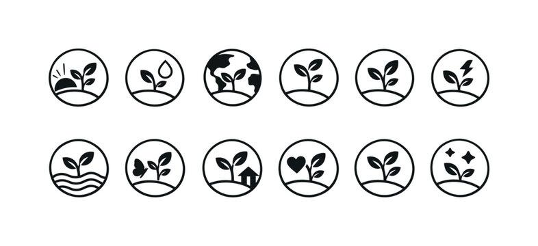 Collection of matcha tea preparation icons with whisk and bowl in various styles