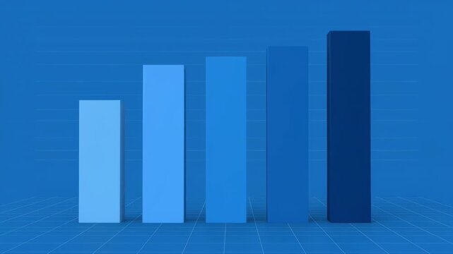 Bar graph columns growing dynamically on a grid background. Visualizing data analysis and business progress.