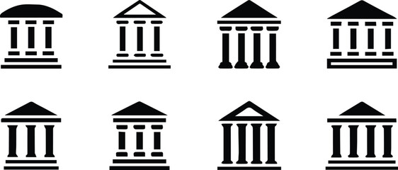 Plakat bank logo concept classical building column outline icons