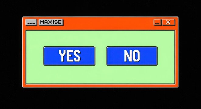 computer dialog box with yes and no buttons on black background