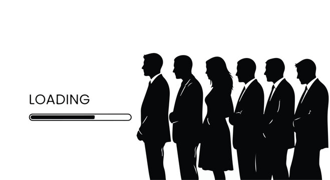 business people waiting in line loading progress