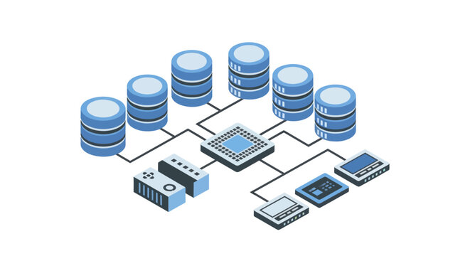 Centralized Data Processing Unit Connected to Multiple Storage Servers.