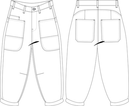 Woman Baggy Cargo Trouser Pant Denim Jean