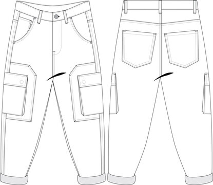 Woman Slim Mom Cargo Pant Trouser