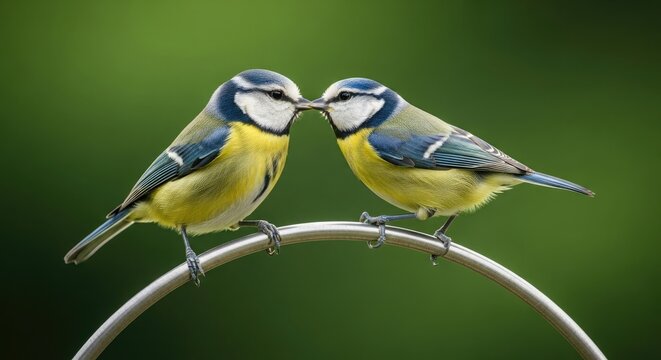 Celebrating happy mother's day two beautiful blue tits perched together in nature's embrace
