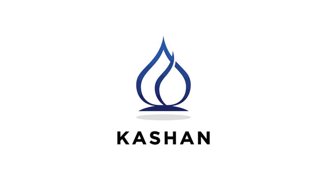 Elegant Blue Flame Logo Design for the Kashan Brand.