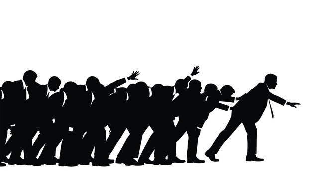 silhouette of people running in a crowd fleeing