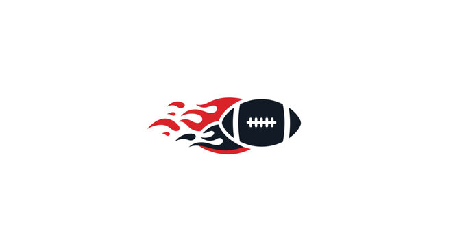 American Football on Fire Emblematic Design.