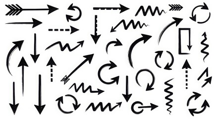 Obraz premium hand drawn arrows and symbols on white background