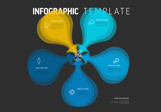 Abstract Flower Infographic Template with Five Petal Steps