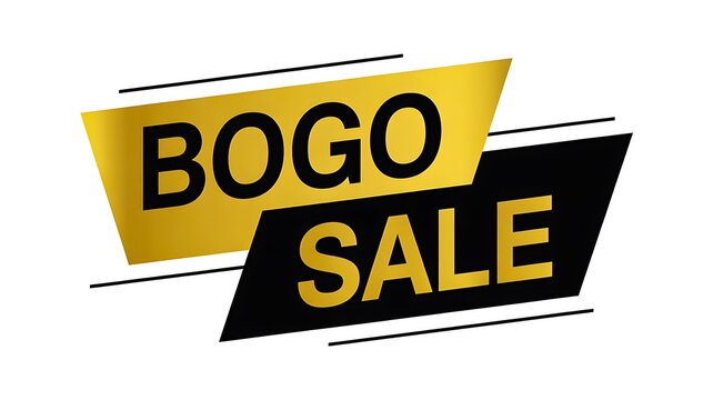 Bogo sale banner with modern yellow and black promotional design