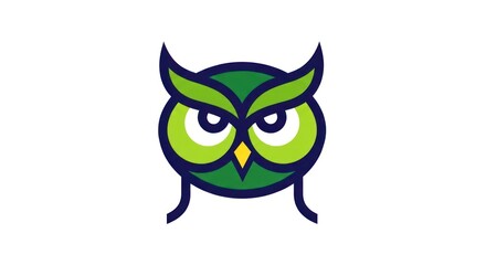 Fototapeta premium Green owl mascot logo head on white background