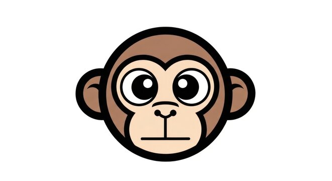 Minimalist brown monkey face vector icon on white background