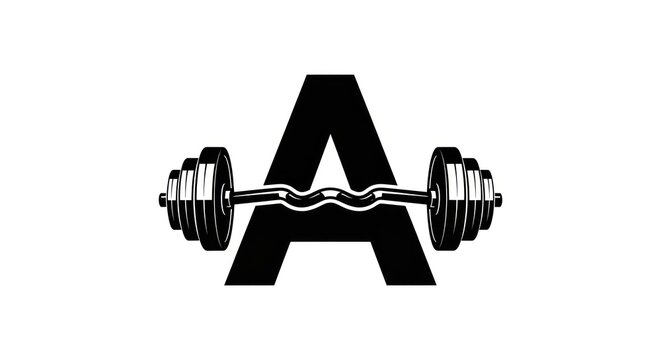 Minimalist fitness logo featuring letter A and curl barbell