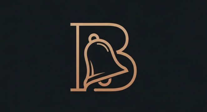 Minimalist gold letter B logo with integrated bell icon