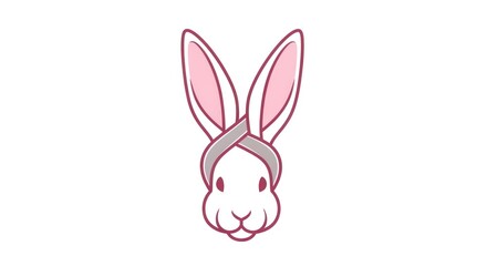 Fototapeta premium Minimalist rabbit head illustration wearing a gray headband