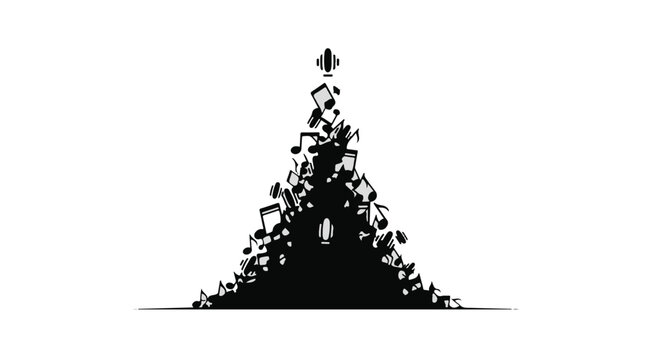 Black triangular particle explosion illustration
