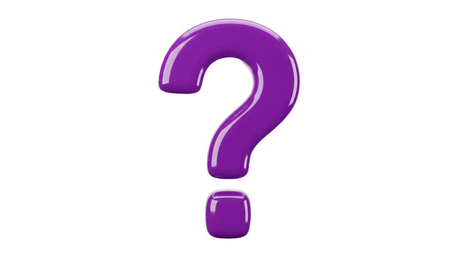 A large purple question mark on transparent background
