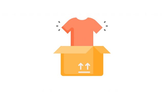 Animated Unboxing in flat icon style, suitable for ecommerce, shipping, delivery concept illustrations