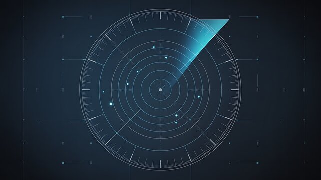A futuristic digital security-themed illustration shows a blue radar screen.