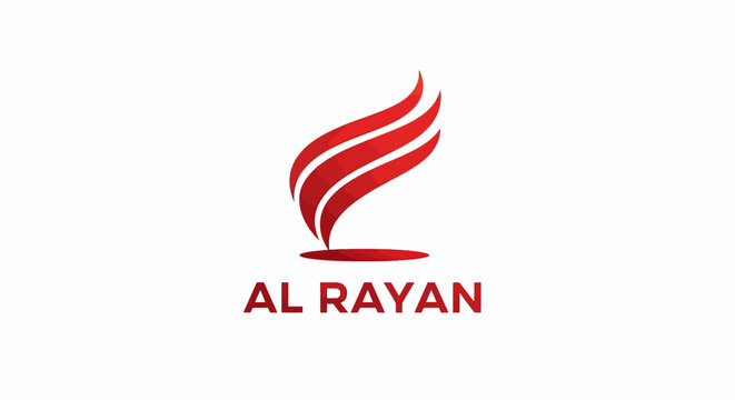 Elegant Red Flame Logo for Al Rayan Company on White Background.