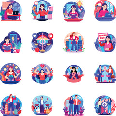 Fototapeta premium Collection of Feminism Flat Style Illustrations