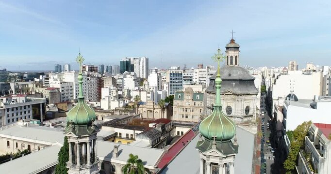 Parroquia de San Pedro González Telmo  buenos aires filmed with a drone.