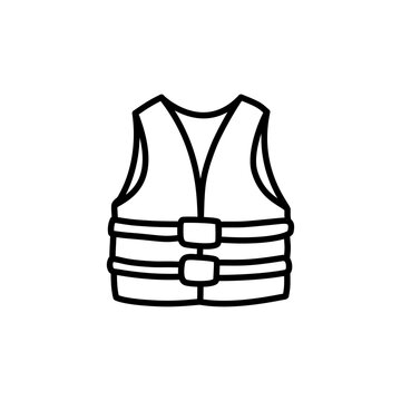 Life jacket line vector icon. Safety vest icon with hand drawn doodle design style for element