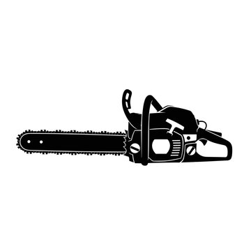 Black chainsaw with metal blade.
