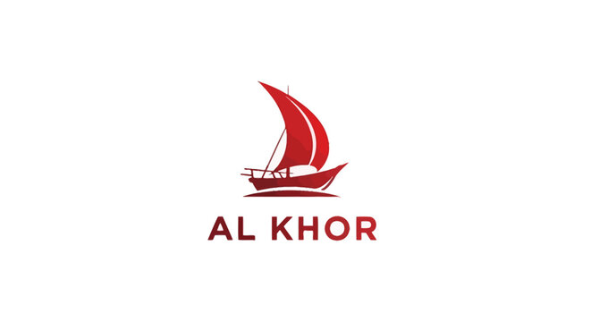 Elegant Red Sailing Vessel Logo for Al Khor Company.
