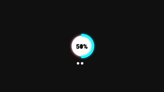 Glowing circular loading progress bar animation with percentage indicator, futuristic UI concept