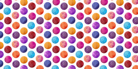 Seamless Pattern Colorful Space Planets Cosmic Celestial Objects Collection © Yana