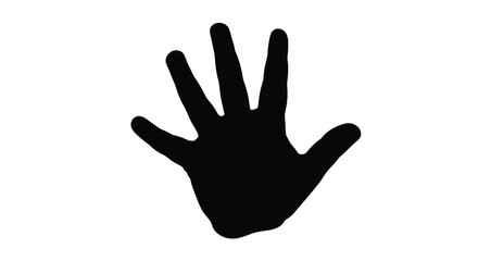 Obraz premium Black silhouette of an open human hand with fingers outstretched