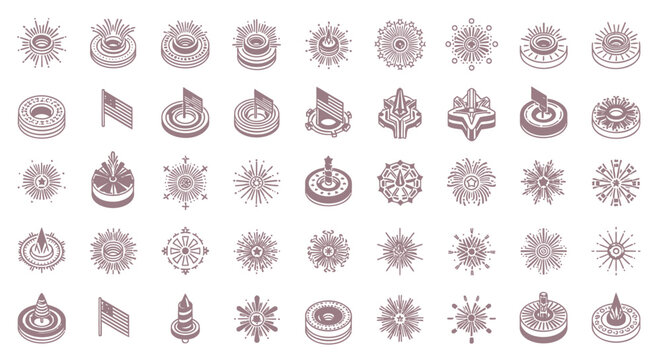 40 Pink Icons, Flat Design Symbols, Web Elements, Vector Graphics