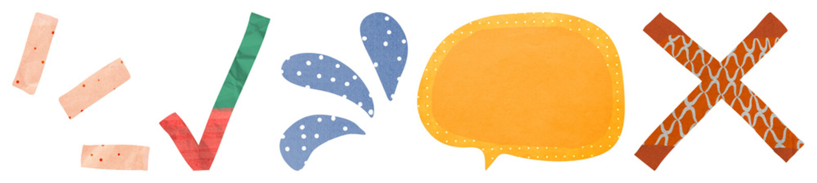 Colorful paper cut-out symbols element set