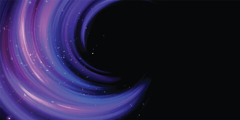 An abstract blue background featuring a spiral galaxy of stars and a glowing light vortex that creates a digital motion design for a cosmic universe wallpaper © Midul