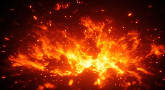 Vibrant orange explosion of fire.