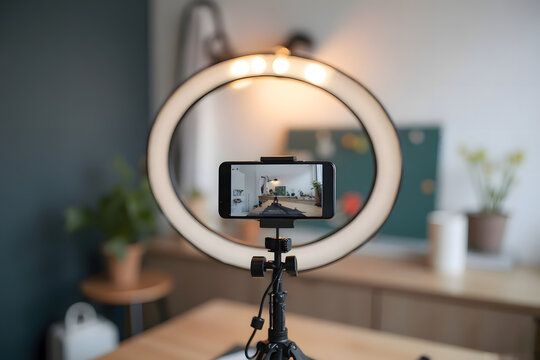 Smartphone Vlogging Setup with Ring Light