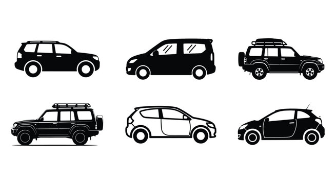 Minimalist Silhouette Vehicle Icons Pack for Automotive UI Design
