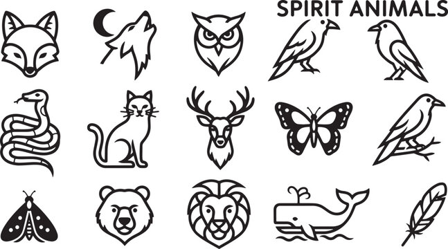 Various animal icons and symbols.