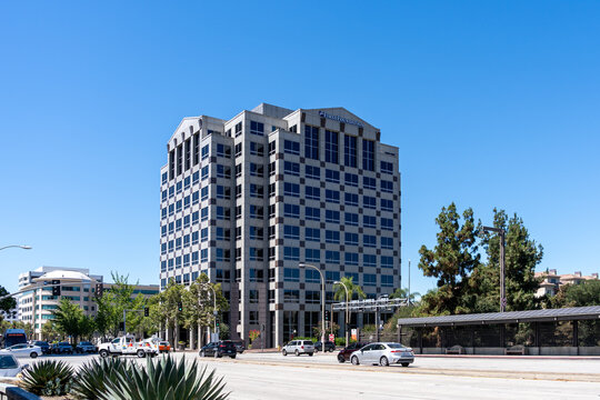 Pasadena, California, USA - July 7, 2022: First Foundation Bank office building on Lake Ave, Pasadena, California, USA. 