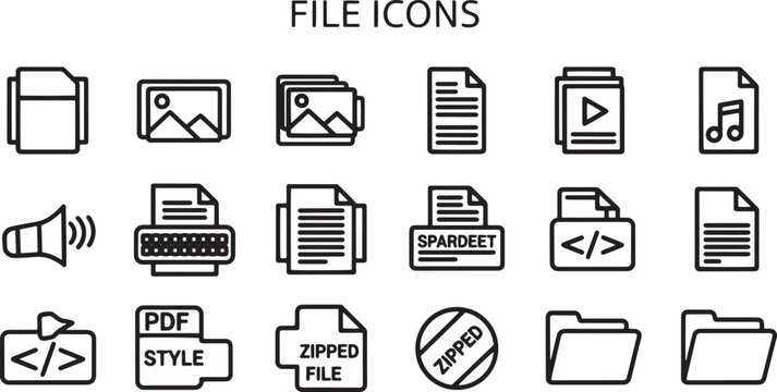 Collection of file type icons.