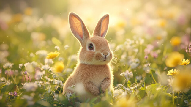 Rabbit in the wildflowers
