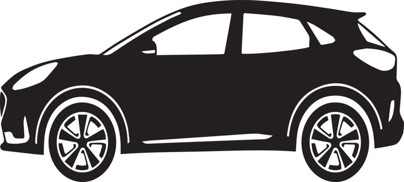 Modern UK SUV Crossover Silhouettes in Flat Vector Style