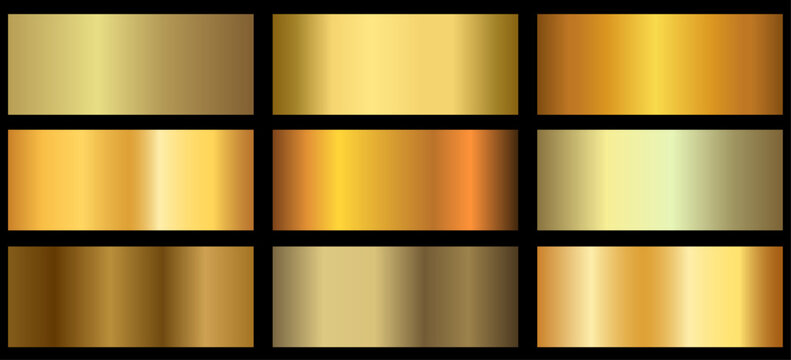 golden metallic gradient for text design and bulletin boards, infographics. Metallic gold gradient. golden palette