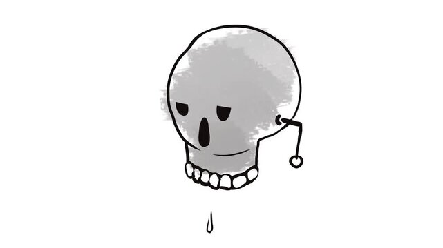 In the center is a cartoon skull. A stick with a swinging pendulum protrudes from its ear. The character also keeps falling asleep and waking up abruptly. Meanwhile, a streak flies past and fall drop.