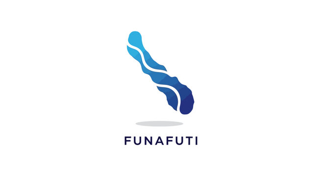 Funafuti Island Logo Design with Blue Wavy Lines on White.
