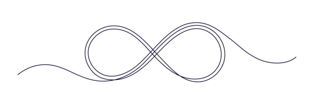 Continuous line sketch of eternal loop representing limitless connection. Wedding unity icon with mobius strip design. Elegant outline drawing for love concept. Vector editable stroke