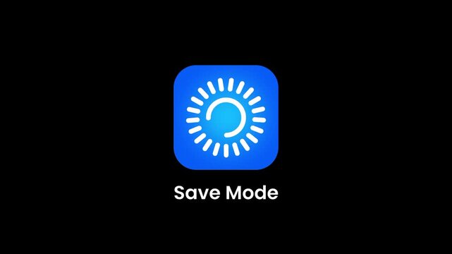 A vibrant blue save mode icon with a sun and rays symbolizing an energy-efficient low-power state designed to preserve battery and extend device usage