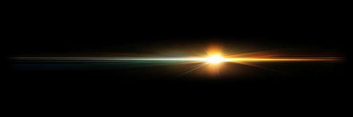 Colorful Light Burst and Horizontal Lens Flare Streak. © Ali